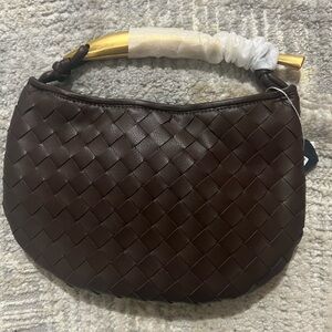 Elegant Brown Woven Leather Bag